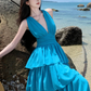 Vestido Maxi Azul De Playa Eunice