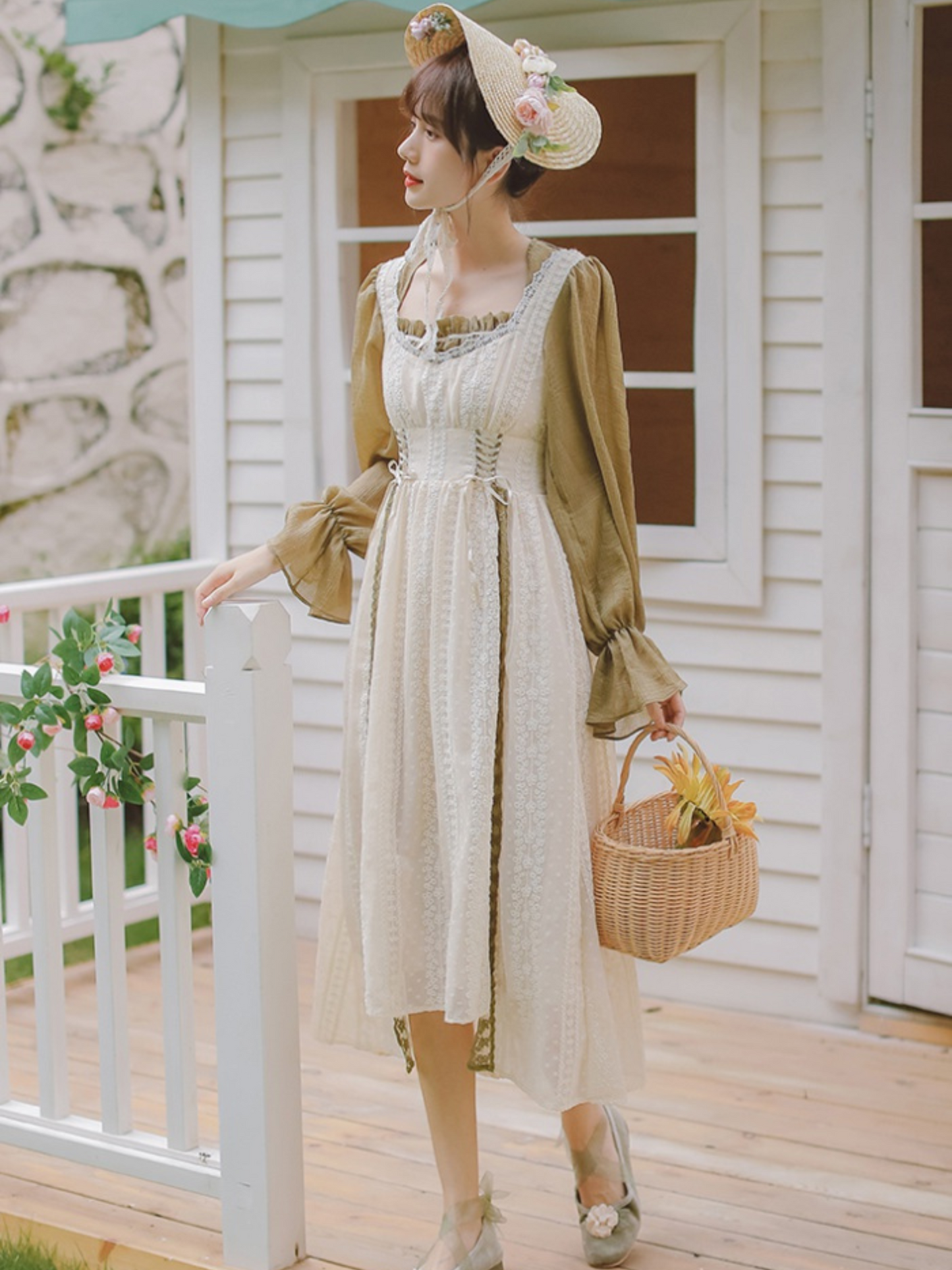 Vestido largo retro cottage Henrietta