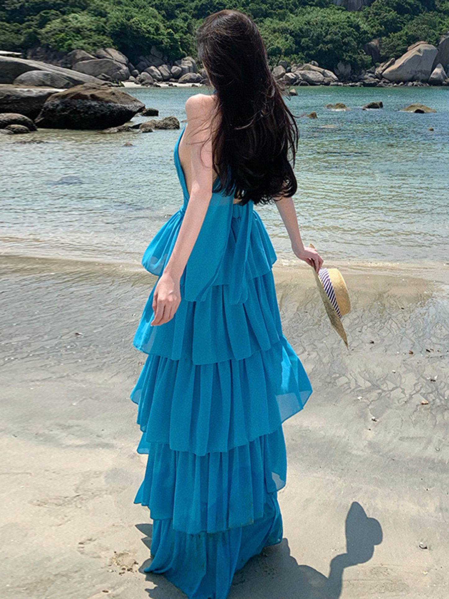 Vestido Maxi Azul De Playa Eunice