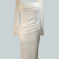 Vestido elegante midi blanco con mangas Blair