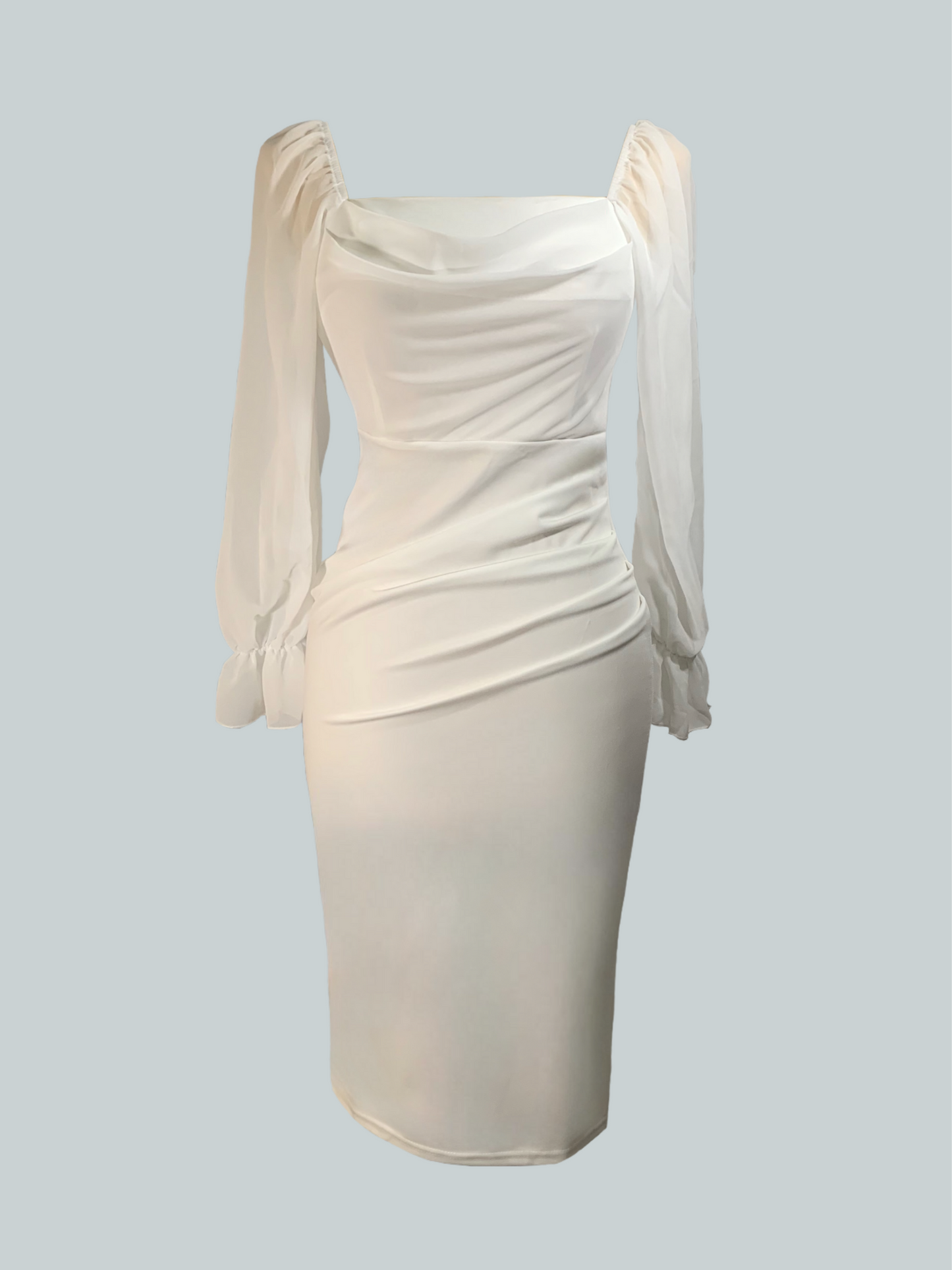 Vestido elegante midi blanco con mangas Blair