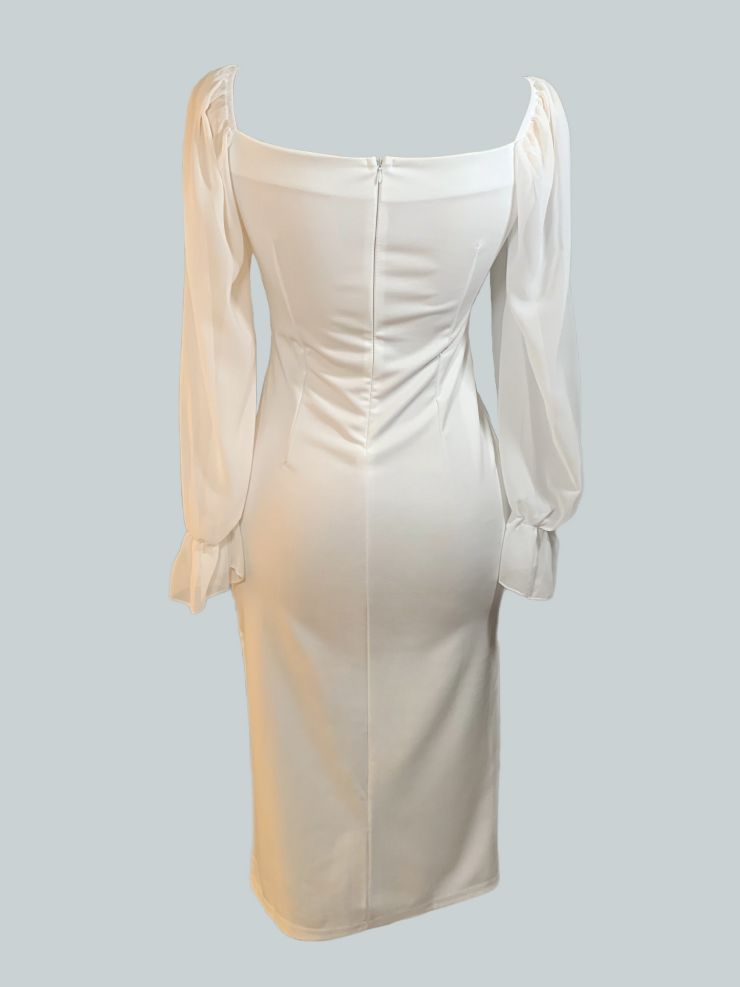 Vestido elegante midi blanco con mangas Blair