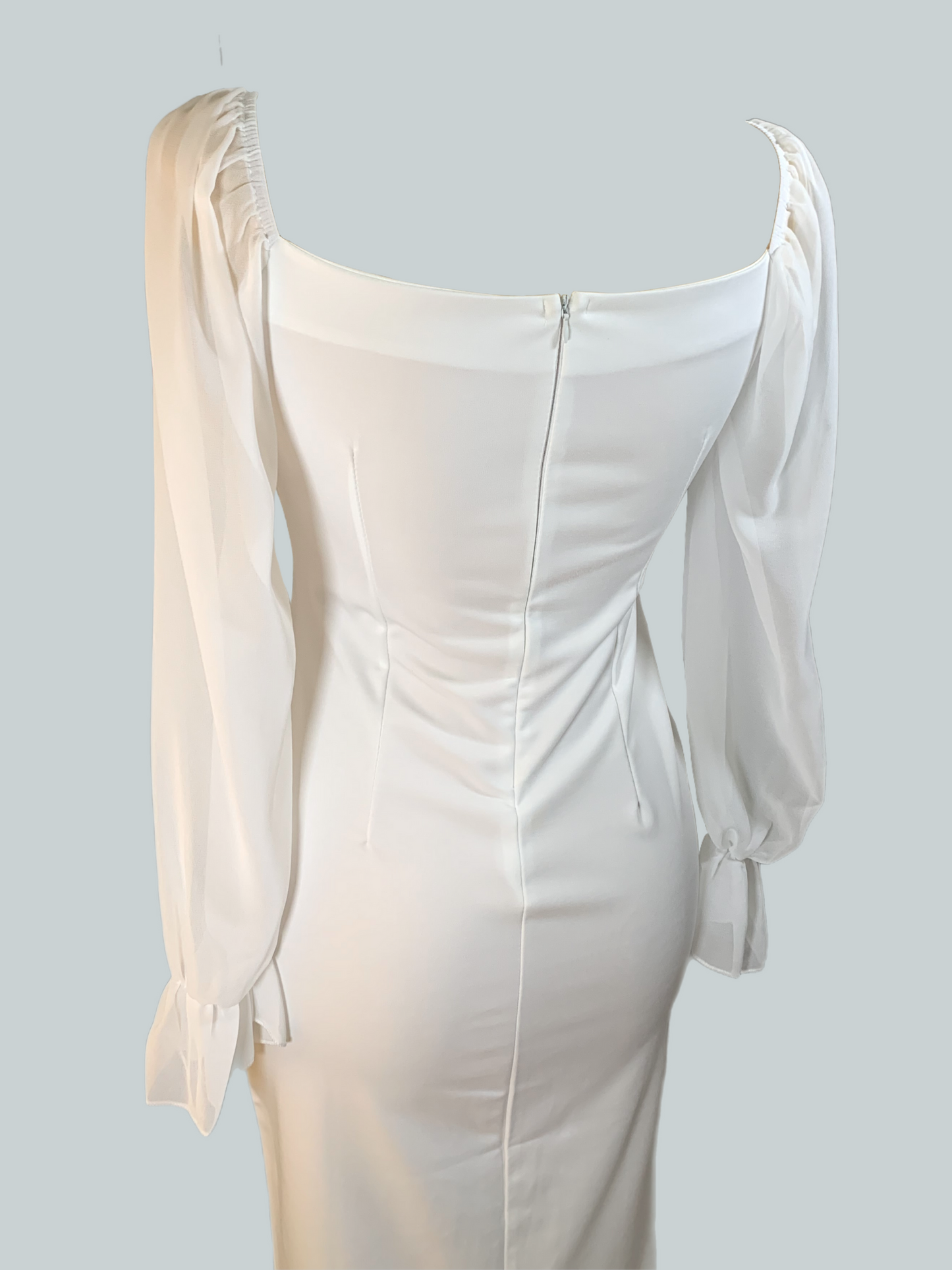 Vestido elegante midi blanco con mangas Blair